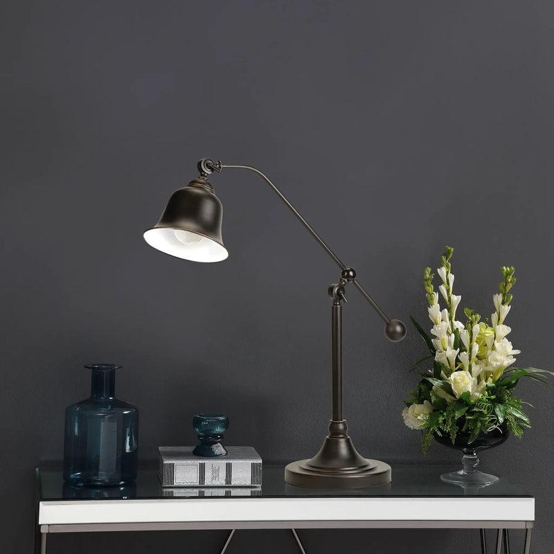Edmond - Bell Down Table Lamp With Shade - Brown