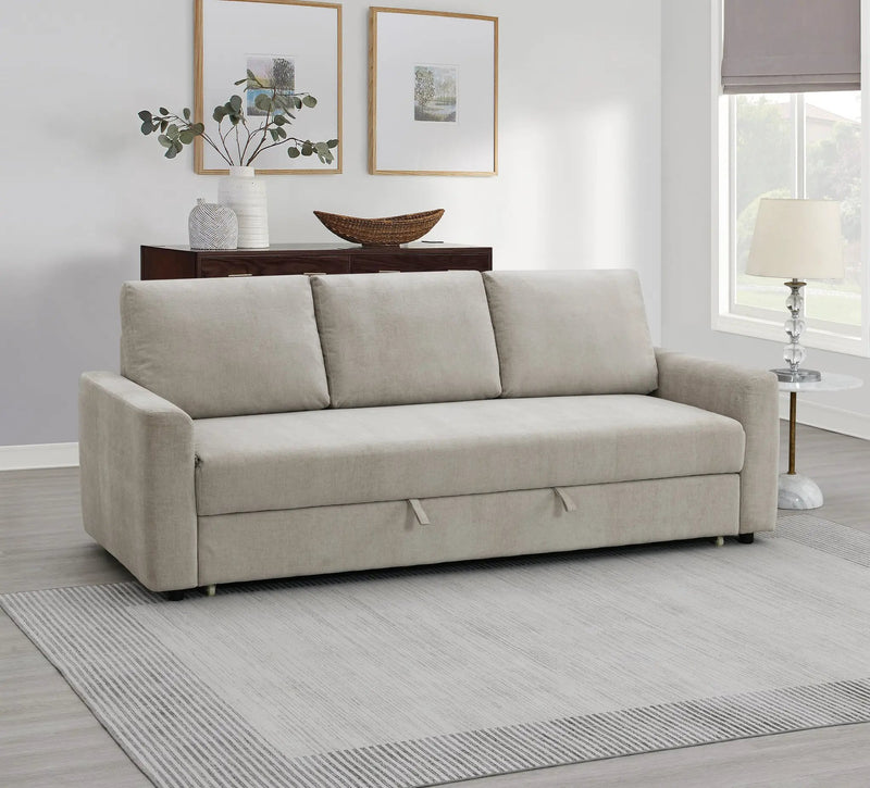 Leira Beige Linen Pull Out Sleeper by HouseOfZazla