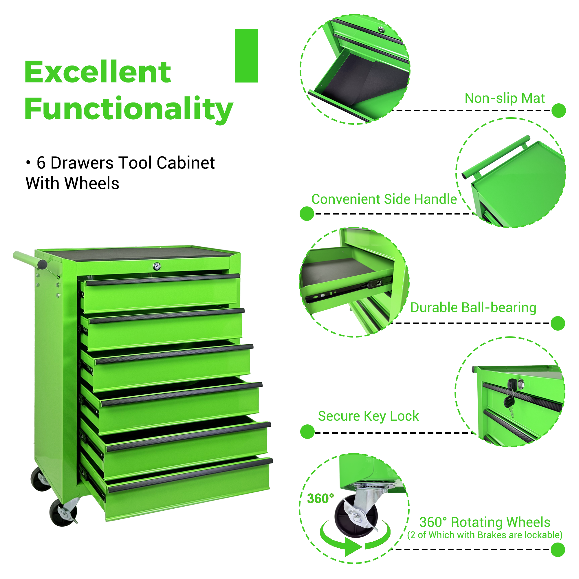 Rolling Metal Tool Chest with 6 Drawers by HouseOfZazla