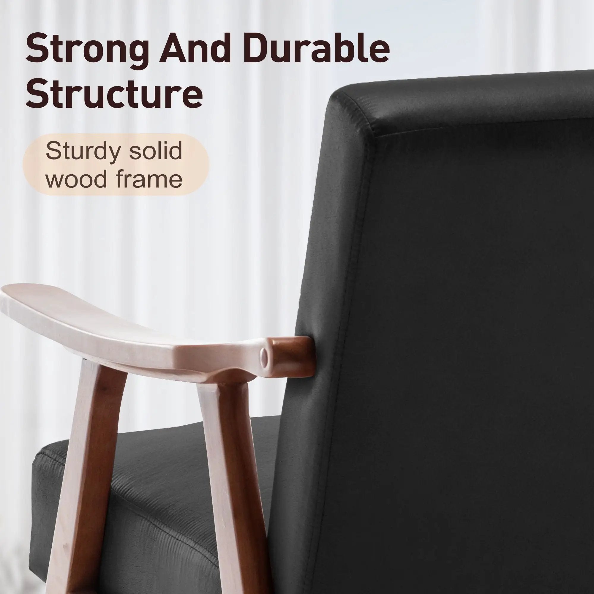 Mid Century Modern Accent Chair With Solid Wood Frame And Extra Thick Backrest by HouseOfZazla
