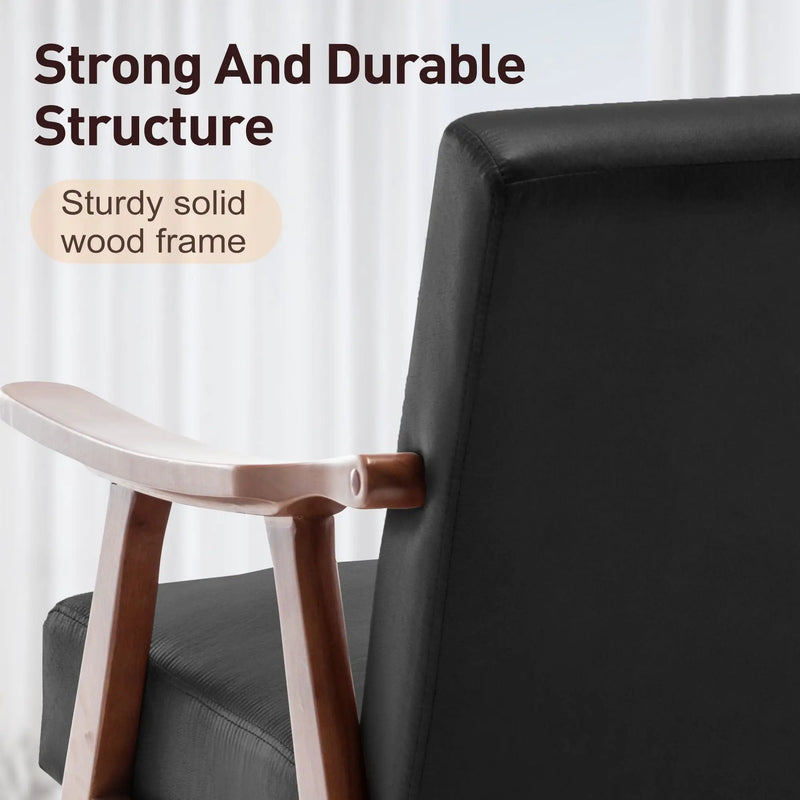 Mid Century Modern Accent Chair With Solid Wood Frame And Extra Thick Backrest by HouseOfZazla