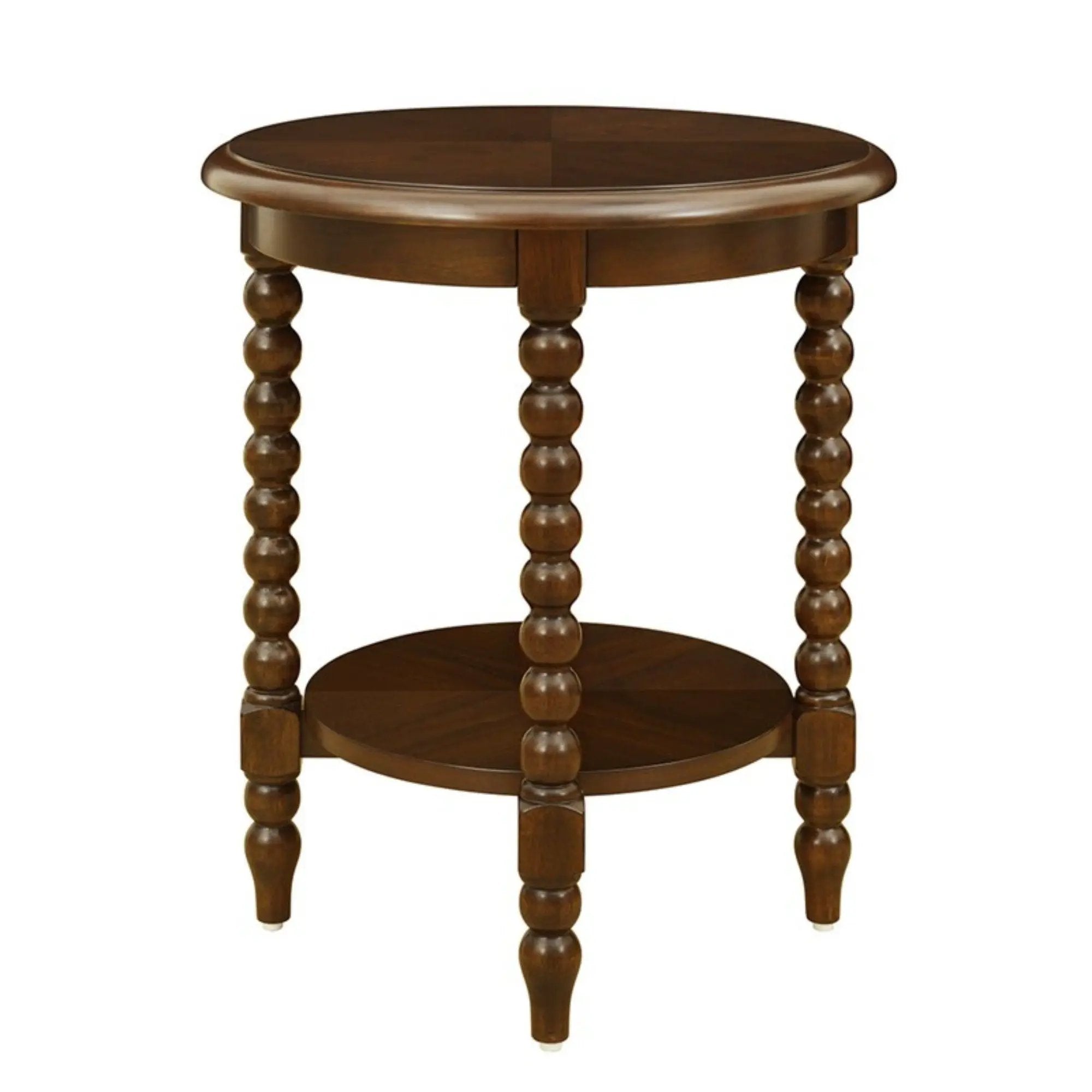Philippe - Round End Table With Shelf - Brown by HouseOfZazla