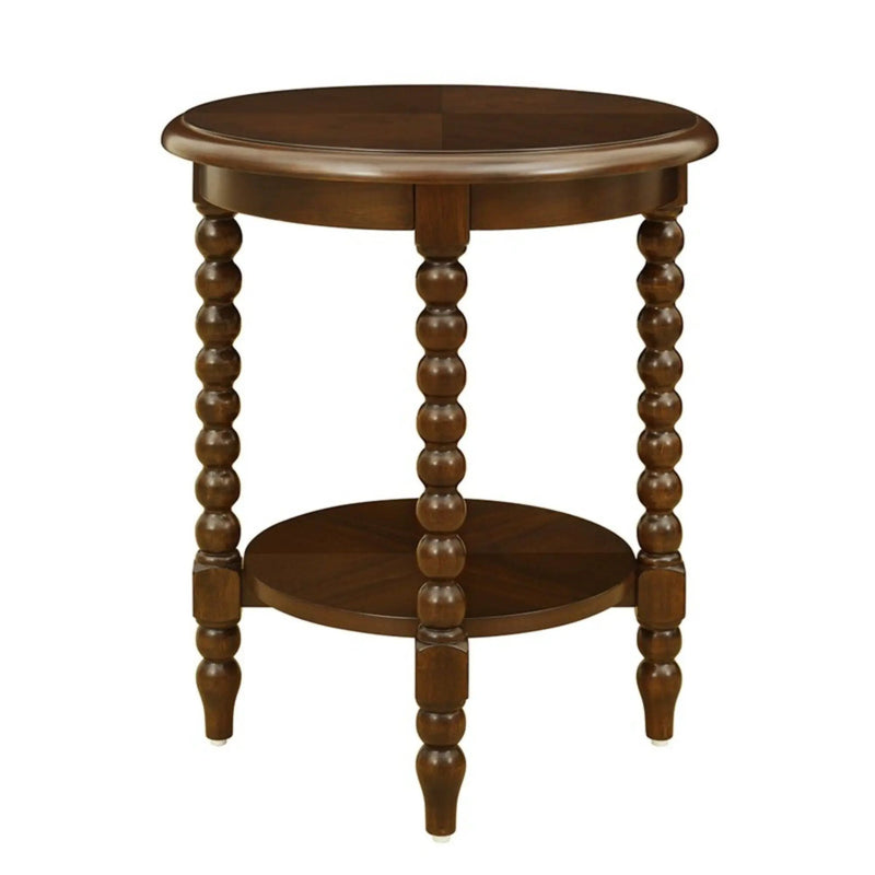 Philippe - Round End Table With Shelf - Brown by HouseOfZazla