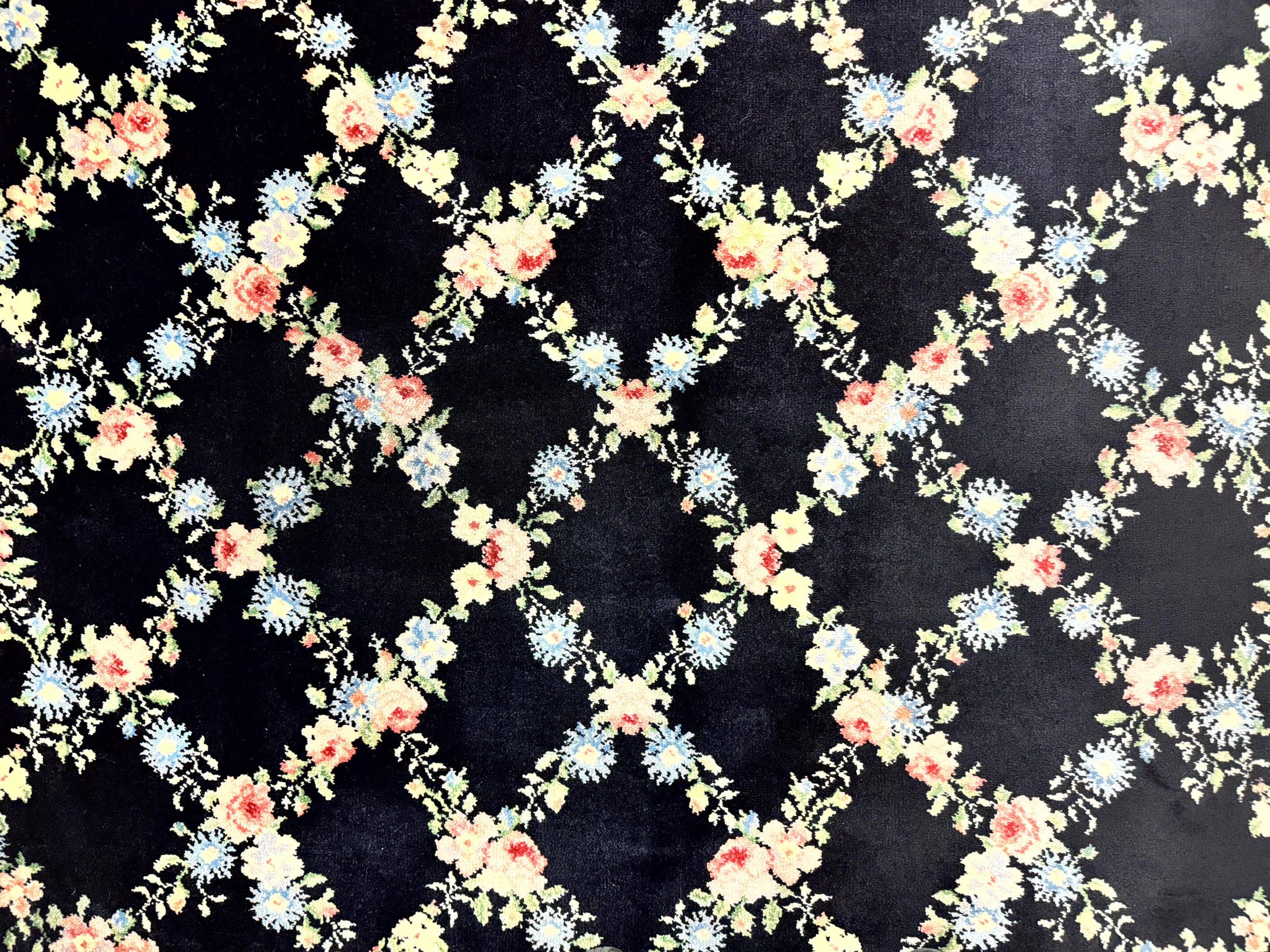 Karastan Rug 8.8 x 12, Garden of Eden #509/1270, Ebony Trellis, Vintage Discontinued Wool Pile Karastan Carpet by Jewel Rugs