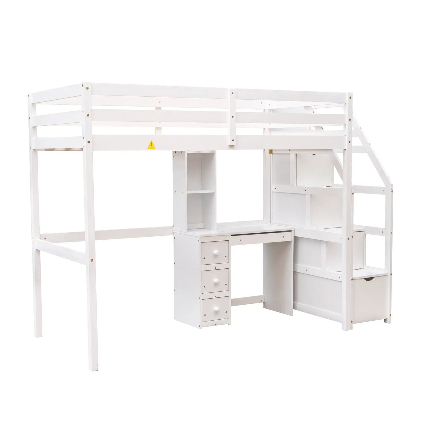 Loft Bed With Stand Alone Bed, Storage Staircase, Desk, Shelves, And Drawers by HouseOfZazla
