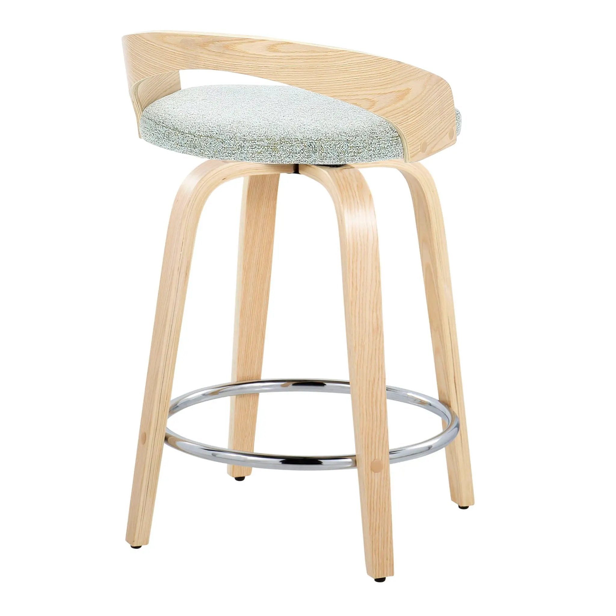 Grotto - Contemporary Fixed Height Counter Stool & Swivel, Round Footrest (Set of 2) by HouseOfZazla