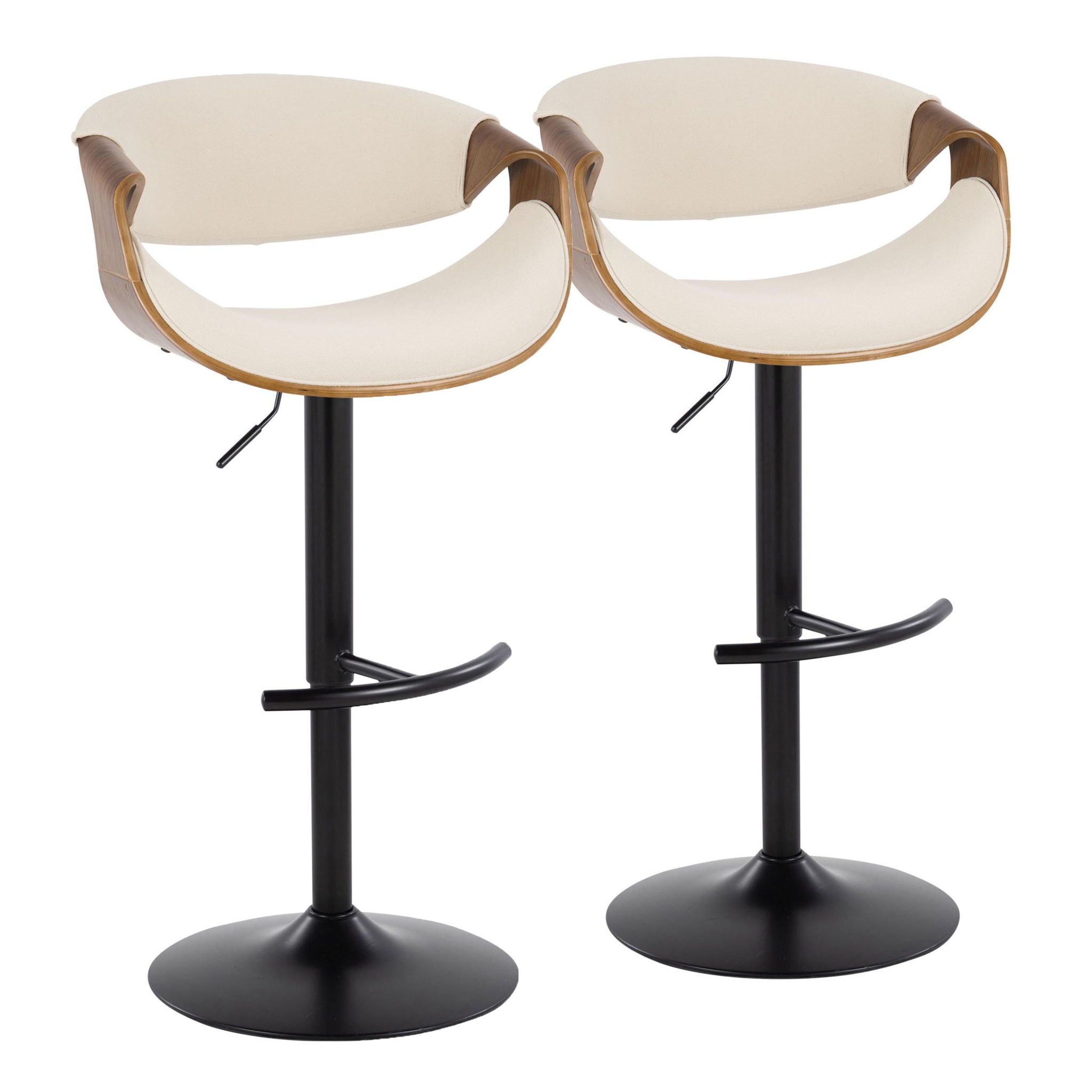 Curvo - Mid Century Modern Adjustable Barstool With Swivel & Rounded T Footrest (Set of 2) by Unique Piece Furniture
