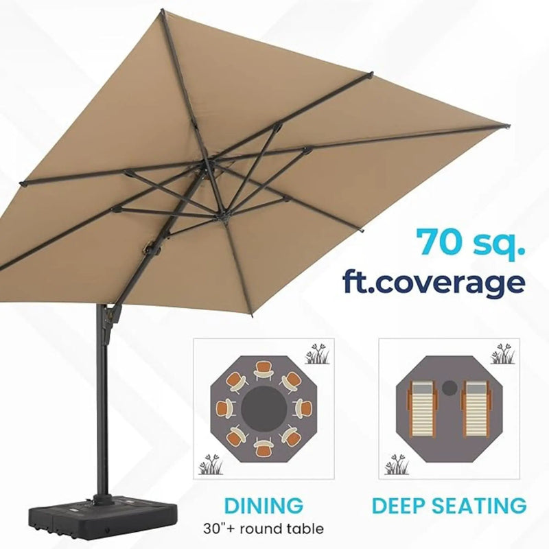 Round Cantilever Patio Umbrella With 360 Rotation & Infinite Tilt Adjustment by HouseOfZazla