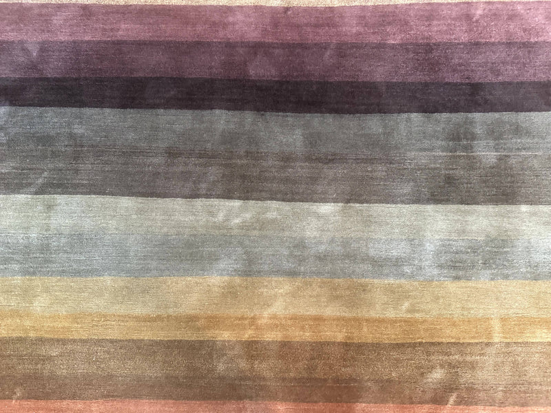 Modern Persian Gabbeh Rug 8x10, Multicolor Stripes, Soft Thick Wool Pile by Jewel Rugs