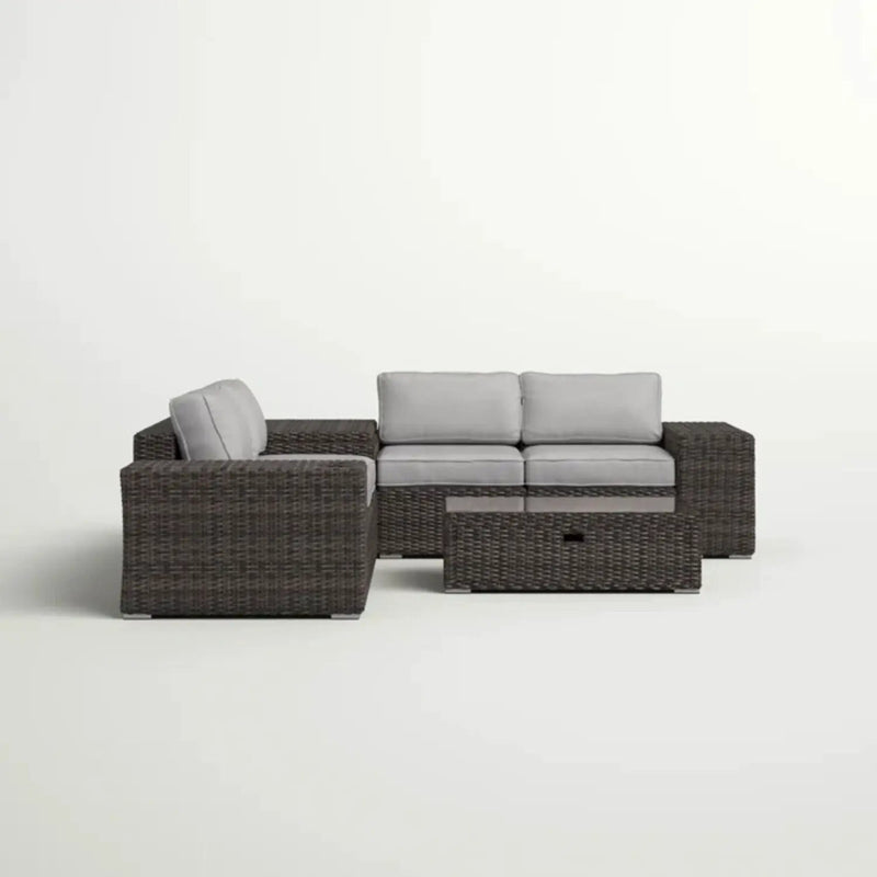 Modern Patio Rattan Sectional Set With Cushions by HouseOfZazla