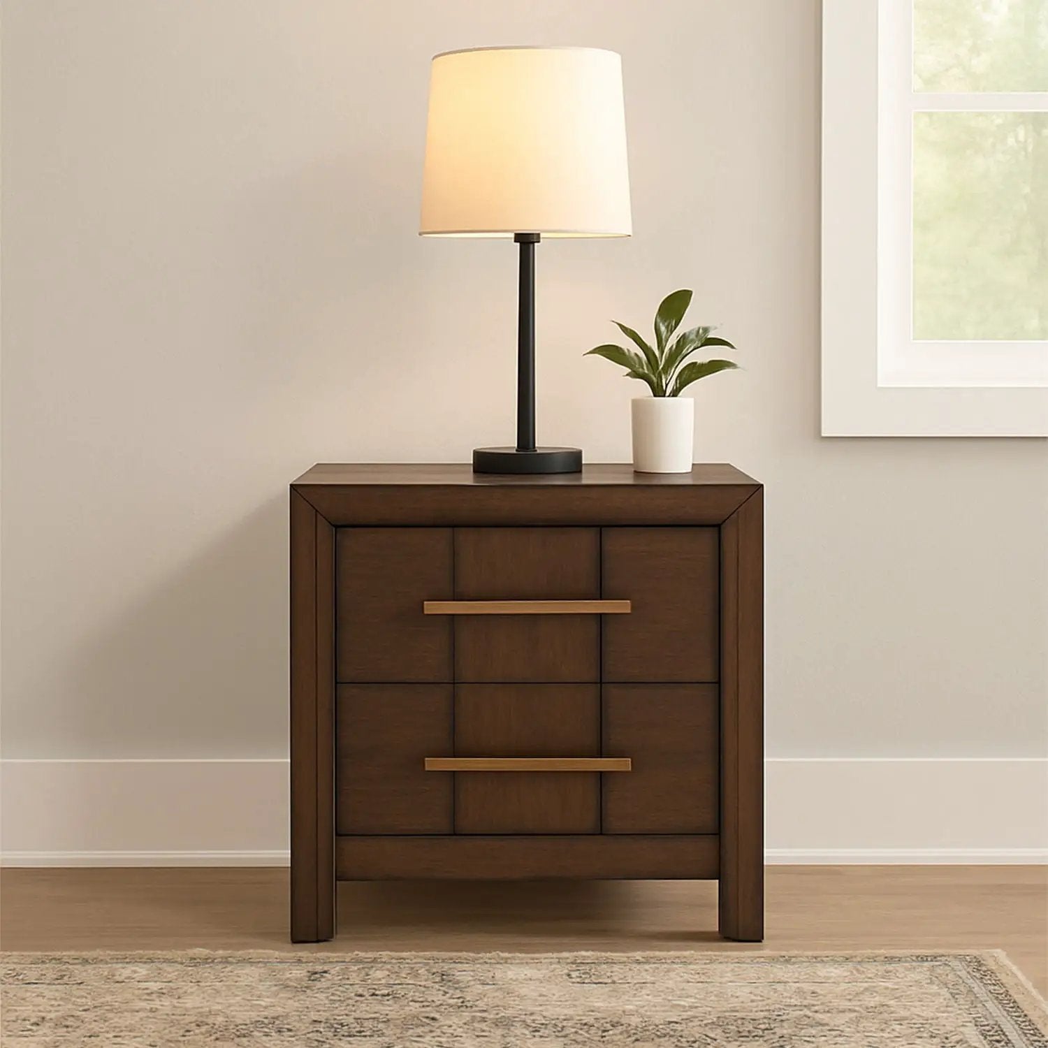 Kenzo - 2 Drawer Nightstand - Walnut by HouseOfZazla