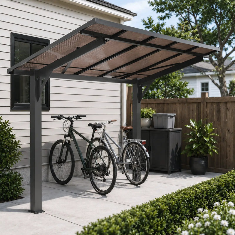 8x5ft Galvanized Steel Carport with Sloped PC Roof by HouseOfZazla