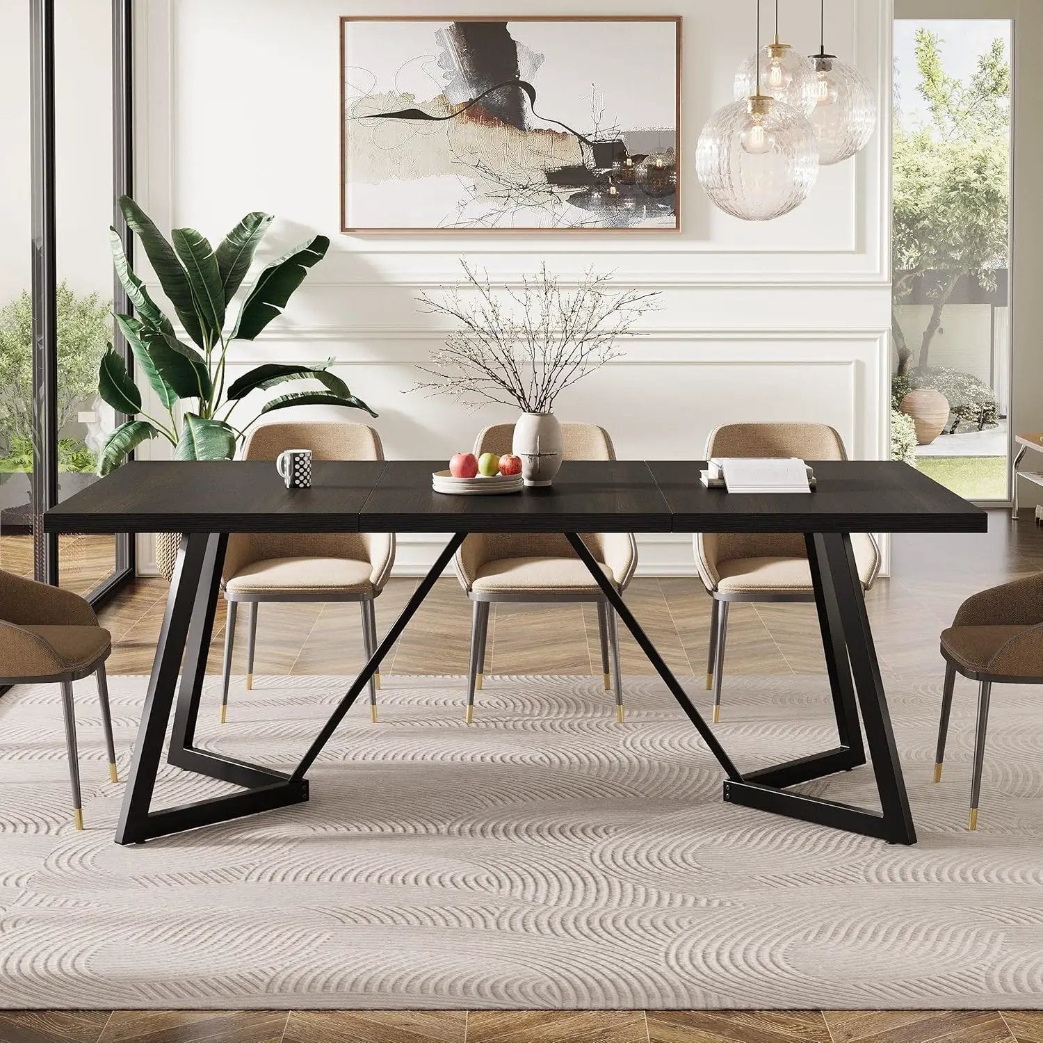 Rectangular Dining Table For 6 - 8 People - Black