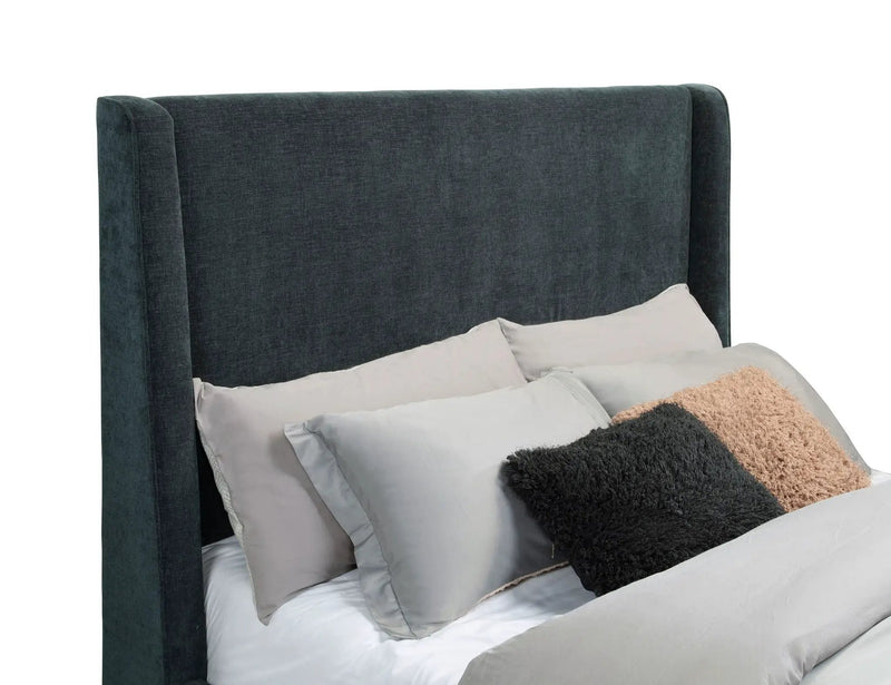 Preston Upholstered California King Audio Flame Visualizer Bed Dark Blue by Unique Piece Furniture