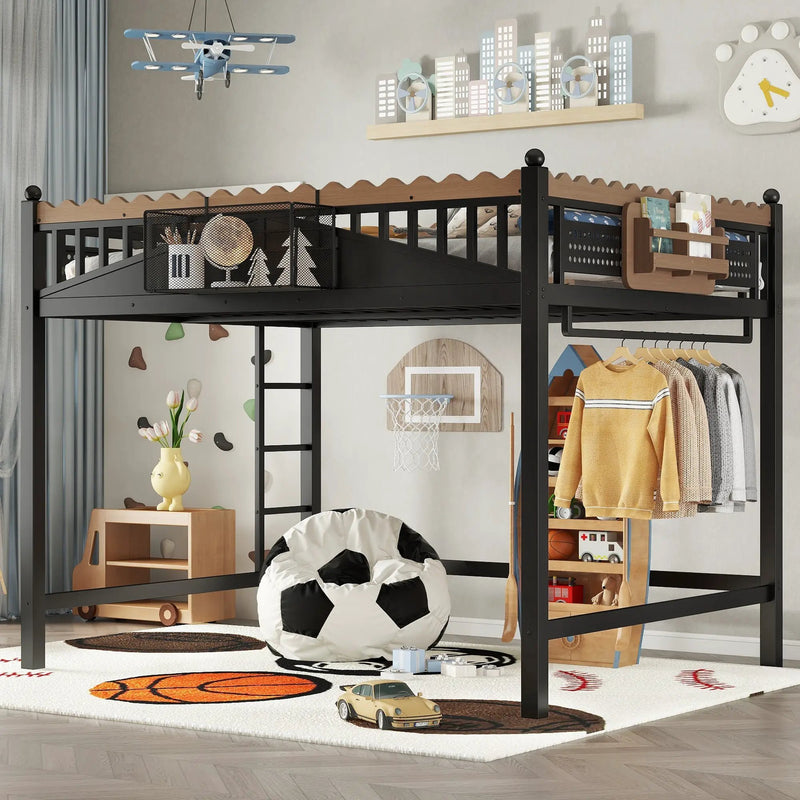 Queen Size Loft Bed with Ladders and Storage by HouseOfZazla