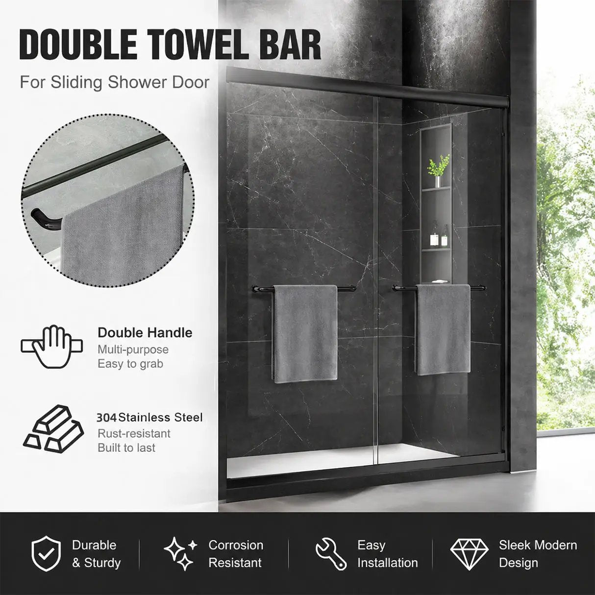 60" W x 74" H Door Sliding Frameless Shower Door with 6mm Tempered Glass LYM-02 Mat by HouseOfZazla