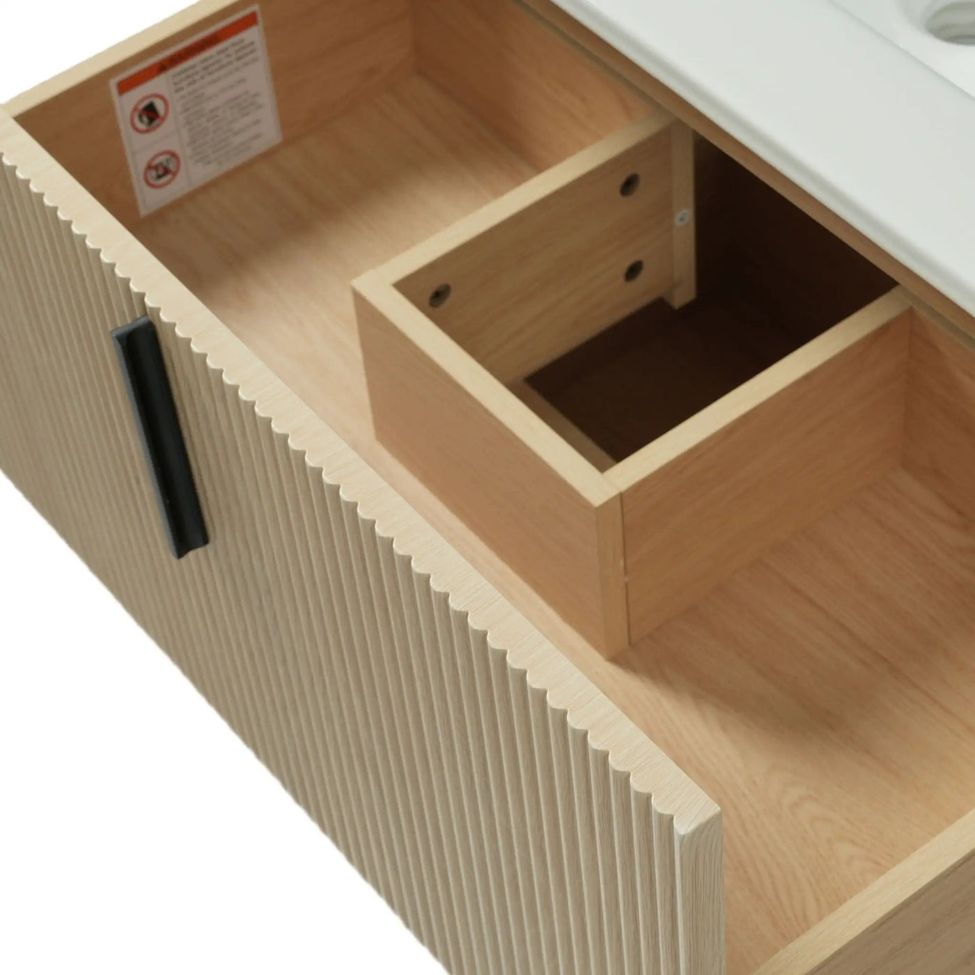 Bathroom Vanity With Ceramic Sink, Fluted Design by HouseOfZazla