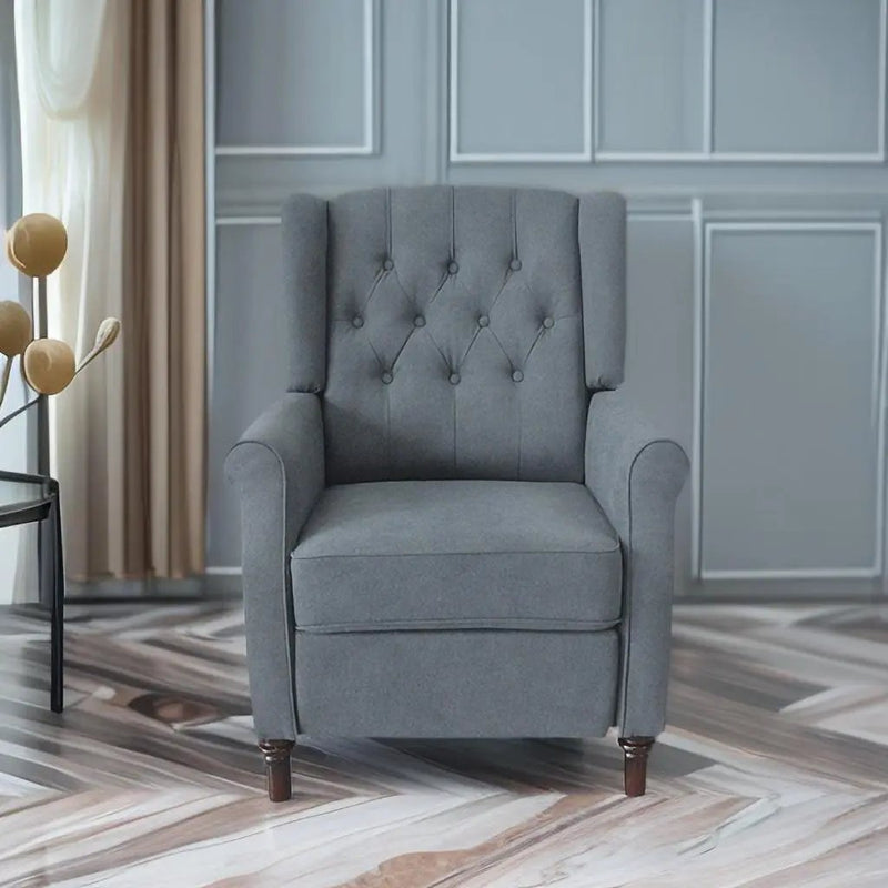 New Design Classic Waterproof Fabric Living Room Pull Button Sofa, High Back Manual Recliner Chair Cinema Home Theatre Cozy Recliner Sofa - Dark Gray by Unique Piece Furniture