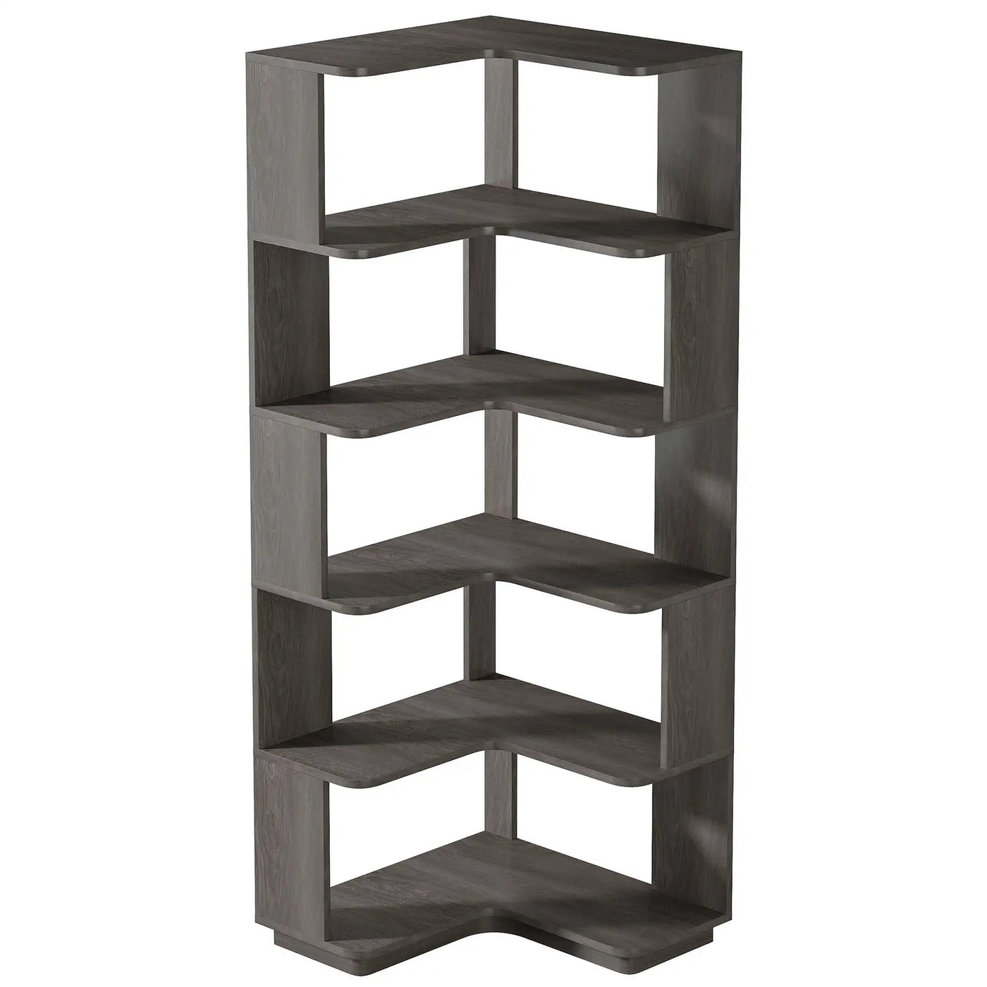 6 Tier Corner Bookshelf, L-Shaped Freestanding Shelf With Anti Drop Panels by HouseOfZazla