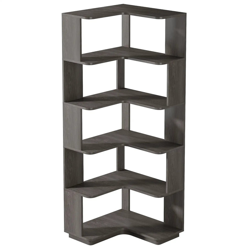 6 Tier Corner Bookshelf, L-Shaped Freestanding Shelf With Anti Drop Panels by HouseOfZazla