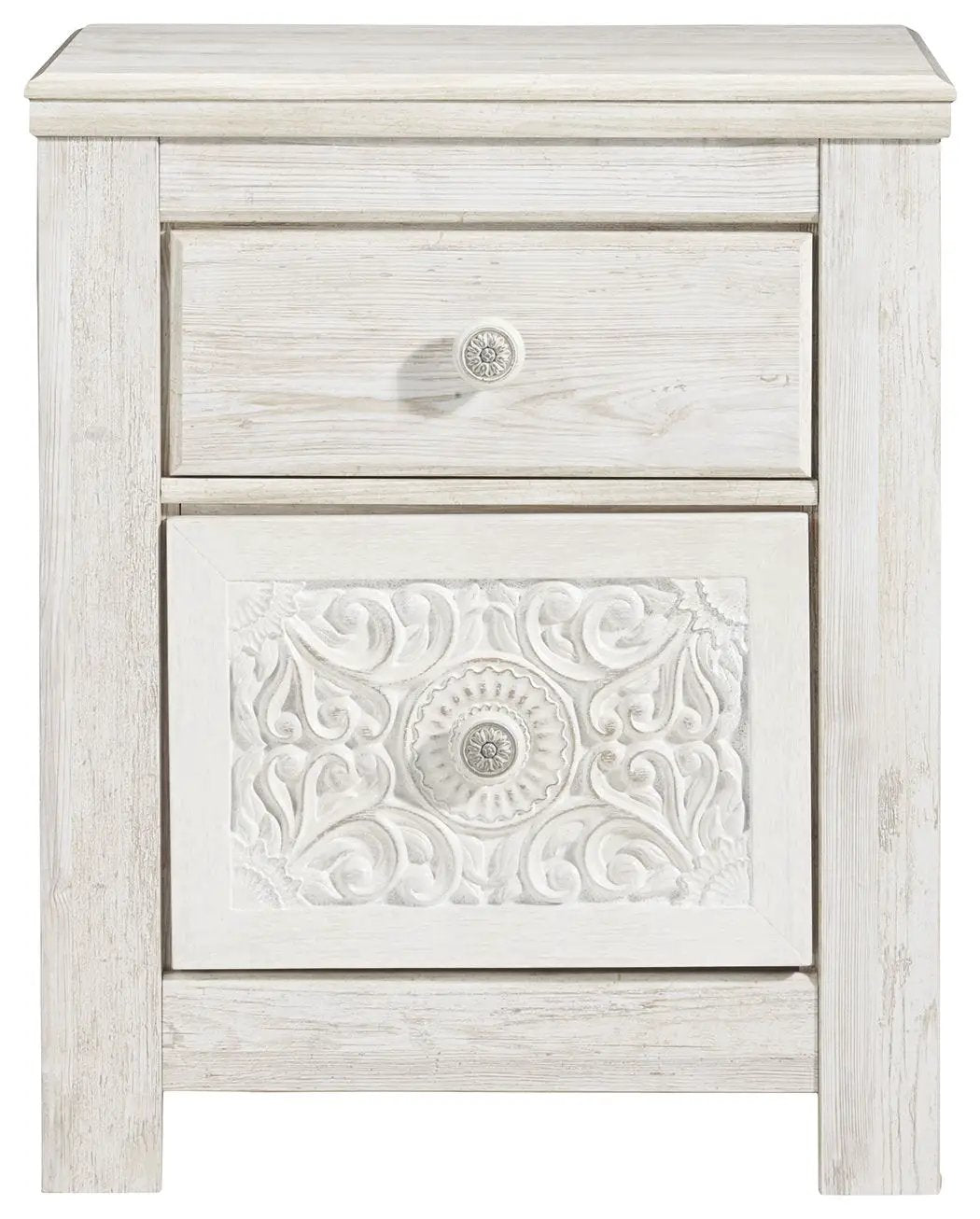 Paxberry - Two Drawer Night Stand - Whitewash by Unique Piece Furniture