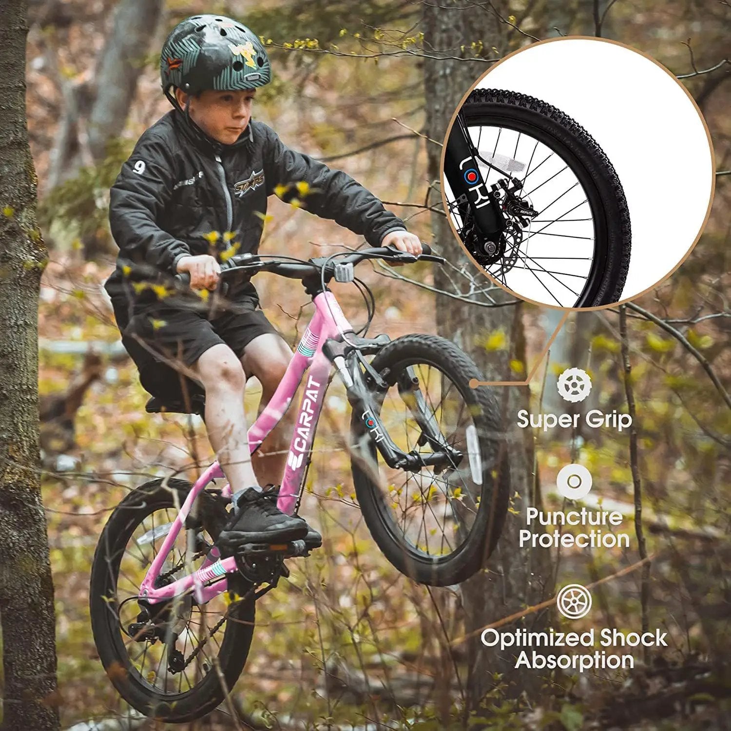 S20101 20" Kids' Bike, Boys Girls Mountain Bike Ages 8-12, 7 Speed Teenager Children Kids' Bicycles, Front Suspension Disc Brake Rear V-Brake, High Steel Frame by HouseOfZazla