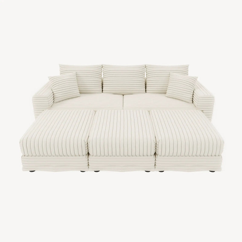 Deep Seat Convertible Sofa With Soft Pillows And Ottomans by HouseOfZazla
