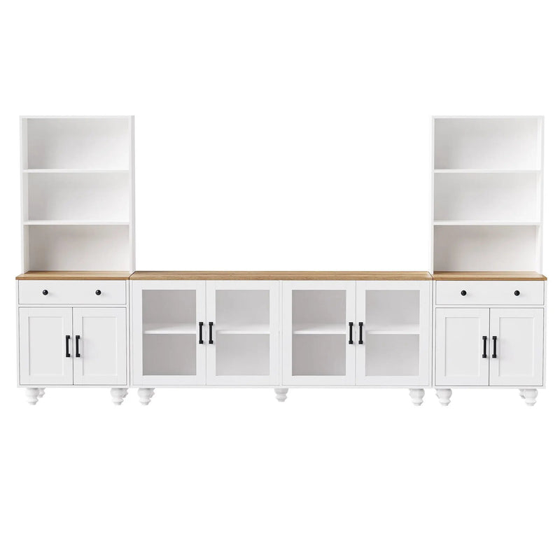 Farmhouse TV Stand With Solid Wood Gourd Shaped Legs For TVs Up To 70" by HouseOfZazla