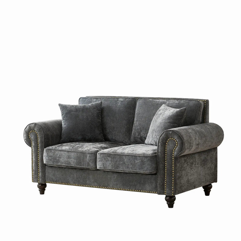 2 Seater Sofa With Rolled Arms, Tufted Upholstered Couch by Unique Piece Furniture