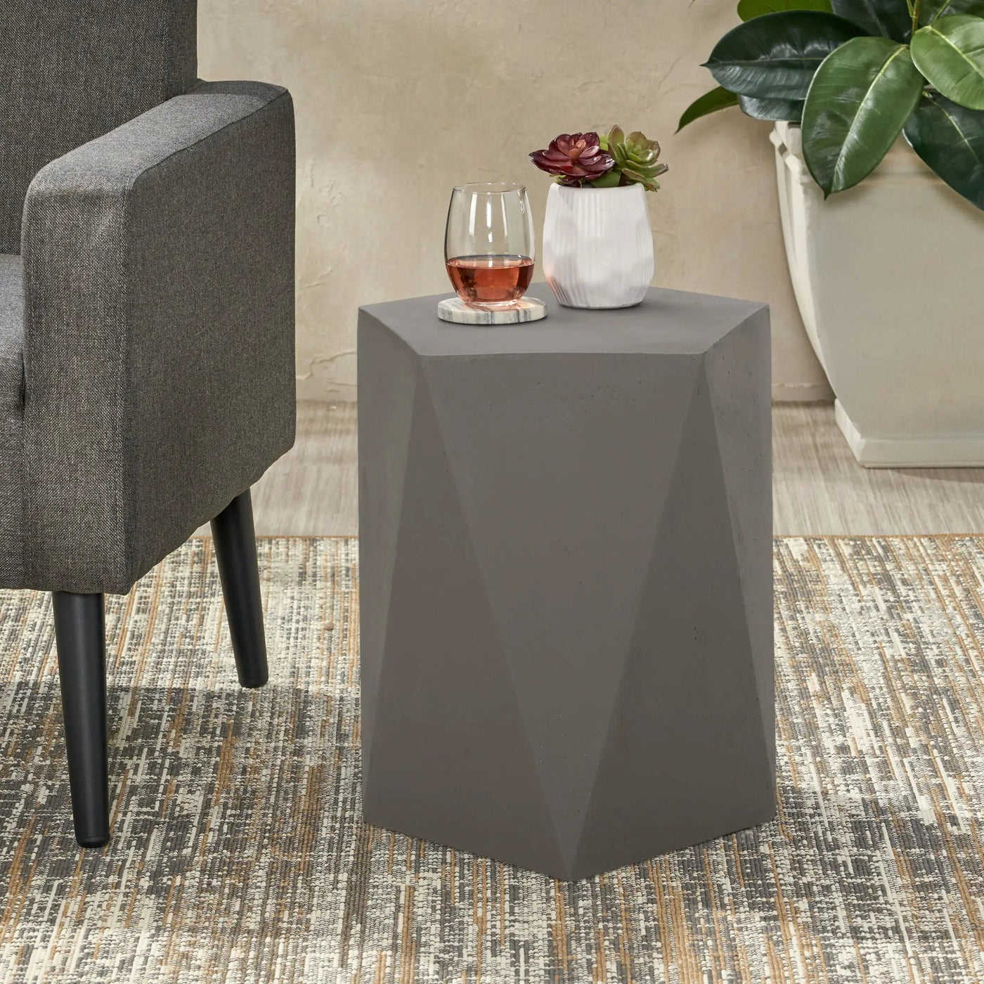 Side Table With Geometric Design by Unique Piece Furniture
