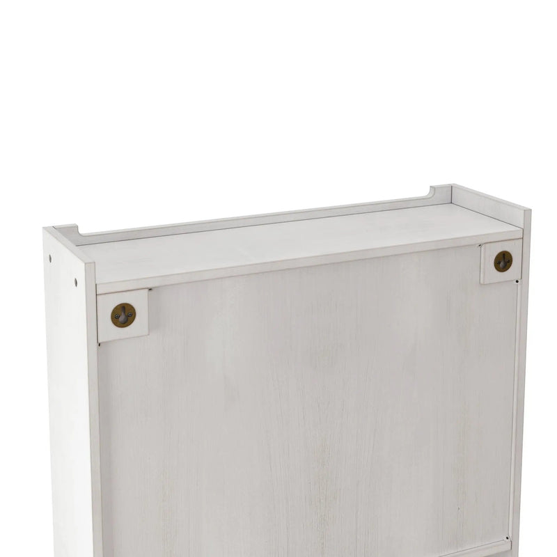 Vintage Double Door Wall Cabinet With Three Tiers Storage And Towel Rack - White Washed by Unique Piece Furniture