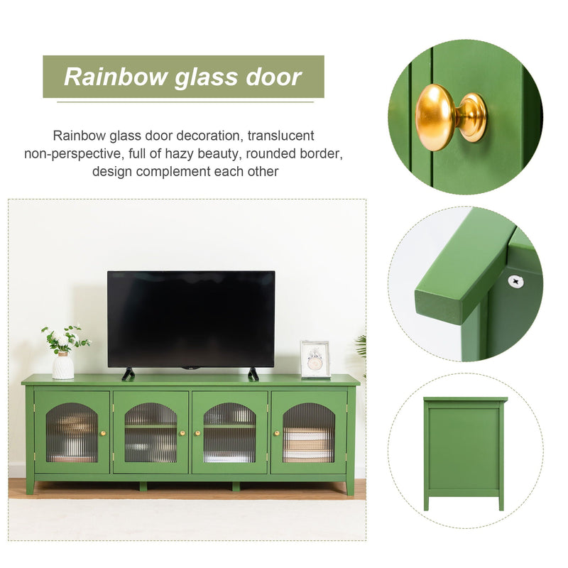 StylishTVcabinet Entertainment CenterTV Stand, TVconsoletable, Media Console, Solidwood Frame, Changhong Glass Door, Metal Handle by HouseOfZazla