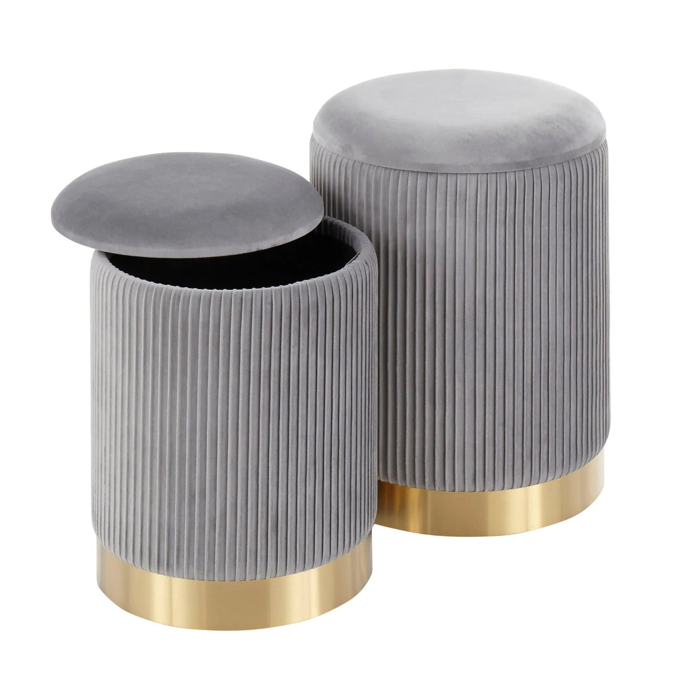 Marla - Contemporary Nesting Pleated Ottoman Set by HouseOfZazla