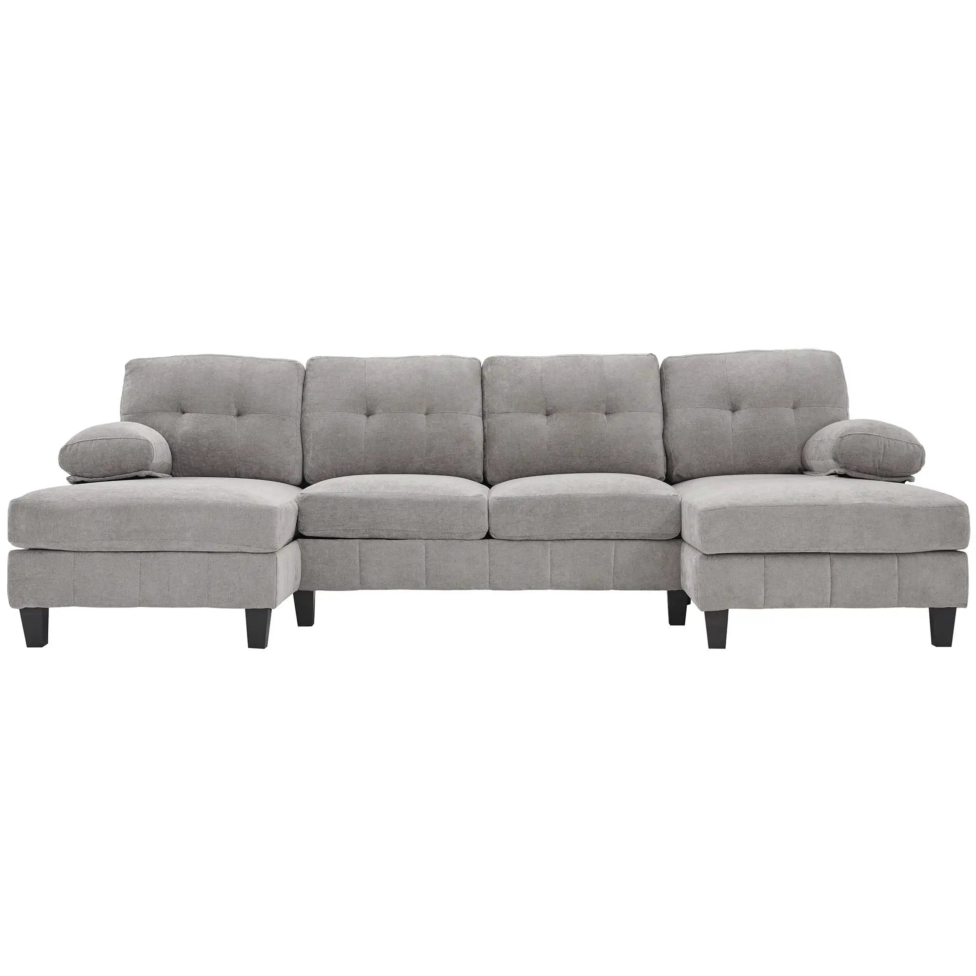U-Shaped Sectional Sofa 103.5" Fabric Couch With Dual Chaise Lounges, Storage Pockets, Armrest Pillows by HouseOfZazla