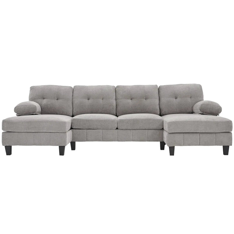 U-Shaped Sectional Sofa 103.5" Fabric Couch With Dual Chaise Lounges, Storage Pockets, Armrest Pillows by HouseOfZazla