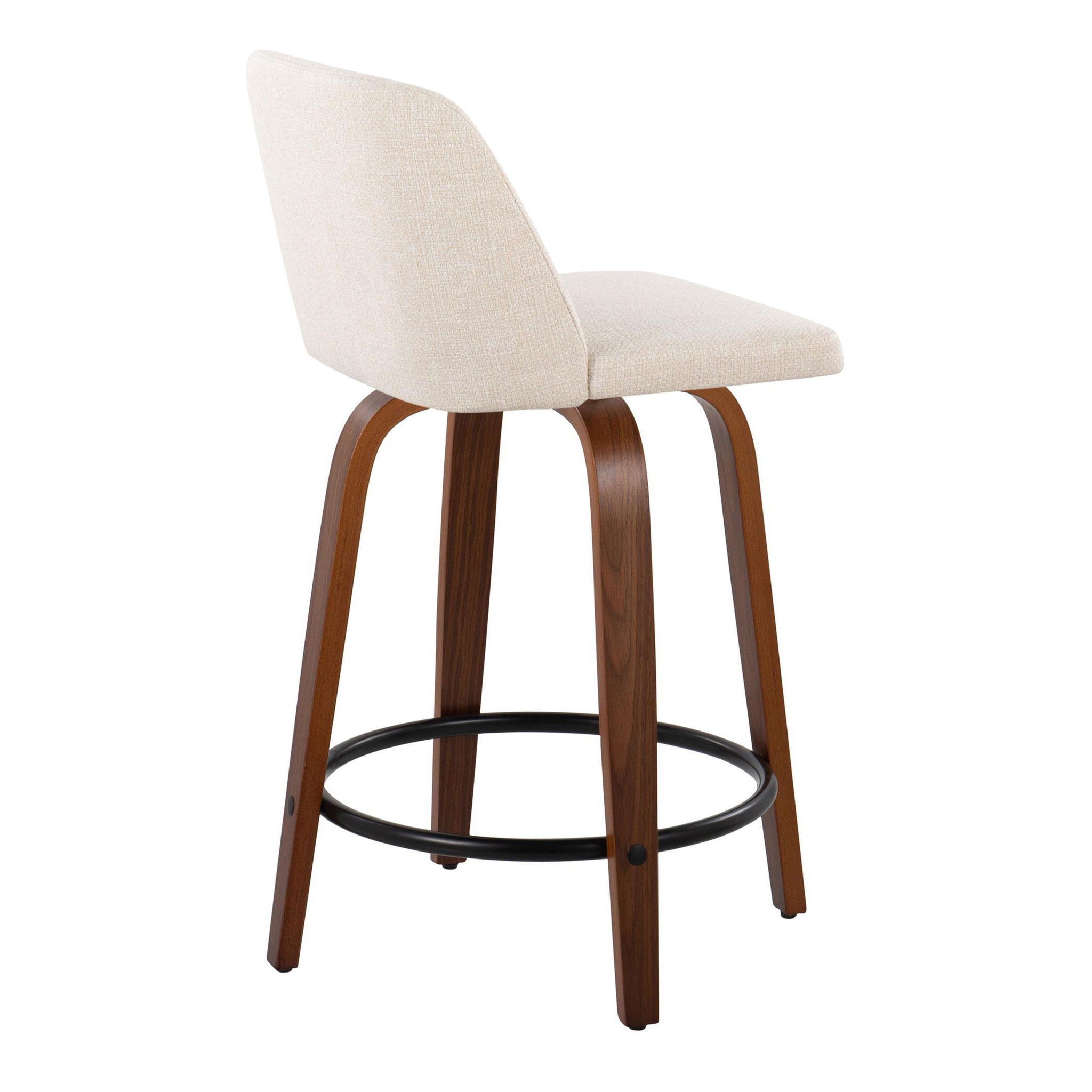 Toriano - Mid Century Modern, Fixed Height Counter Stool & Swivel And Round Footrest (Set of 2) by HouseOfZazla