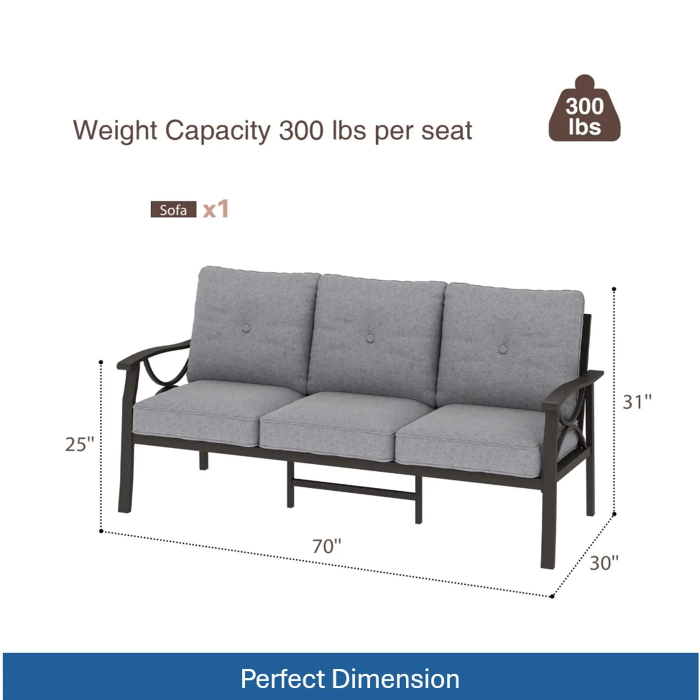All-Weather 3 Seat Patio Sofa With Cushions by HouseOfZazla