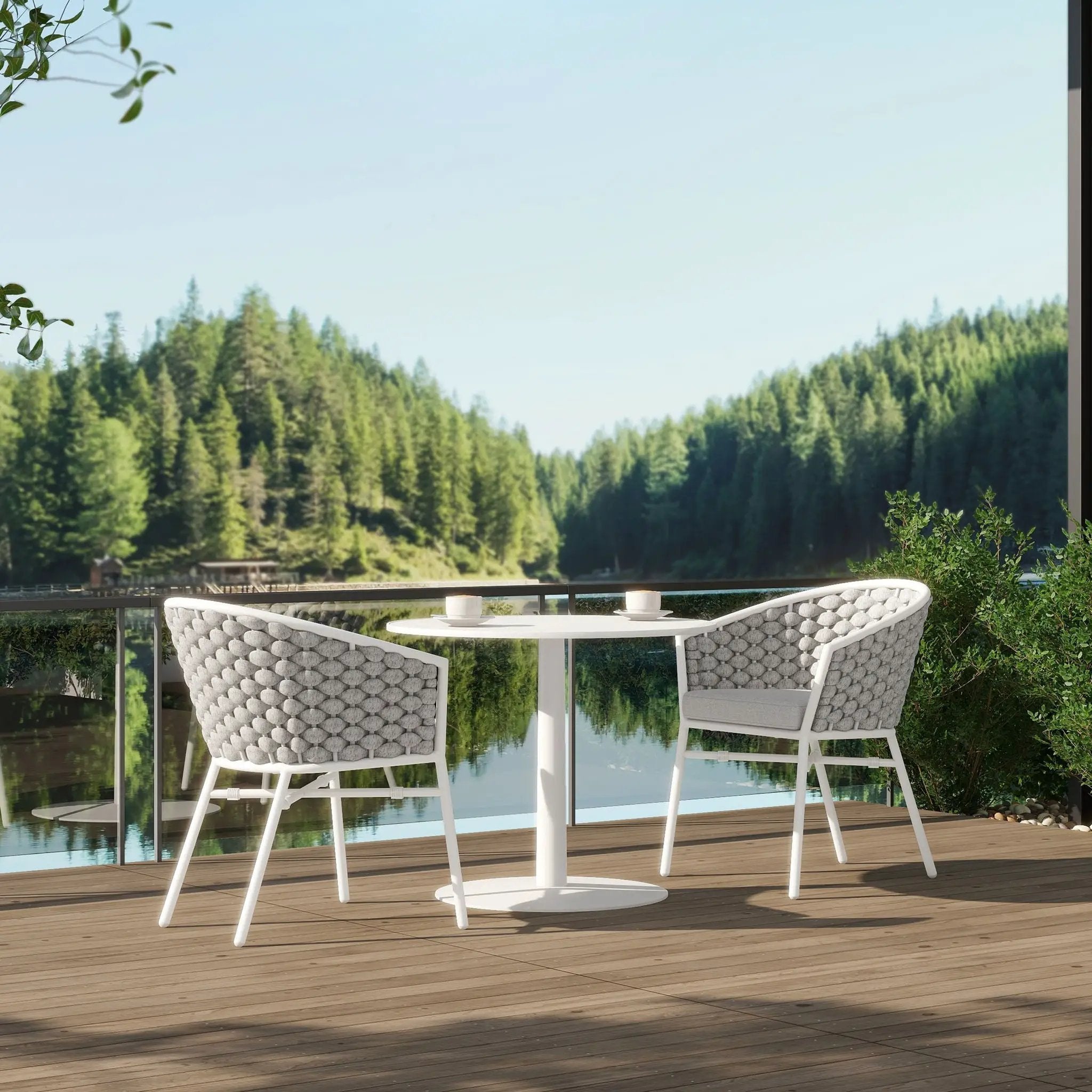 Rowan - Rope Barrel Back Patio Dining Chairs (Set of 2) - Optic White by Unique Piece Furniture