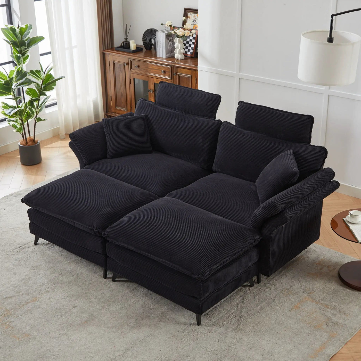 Modern Deep Seat Sectional Sofa With Ottoman by HouseOfZazla