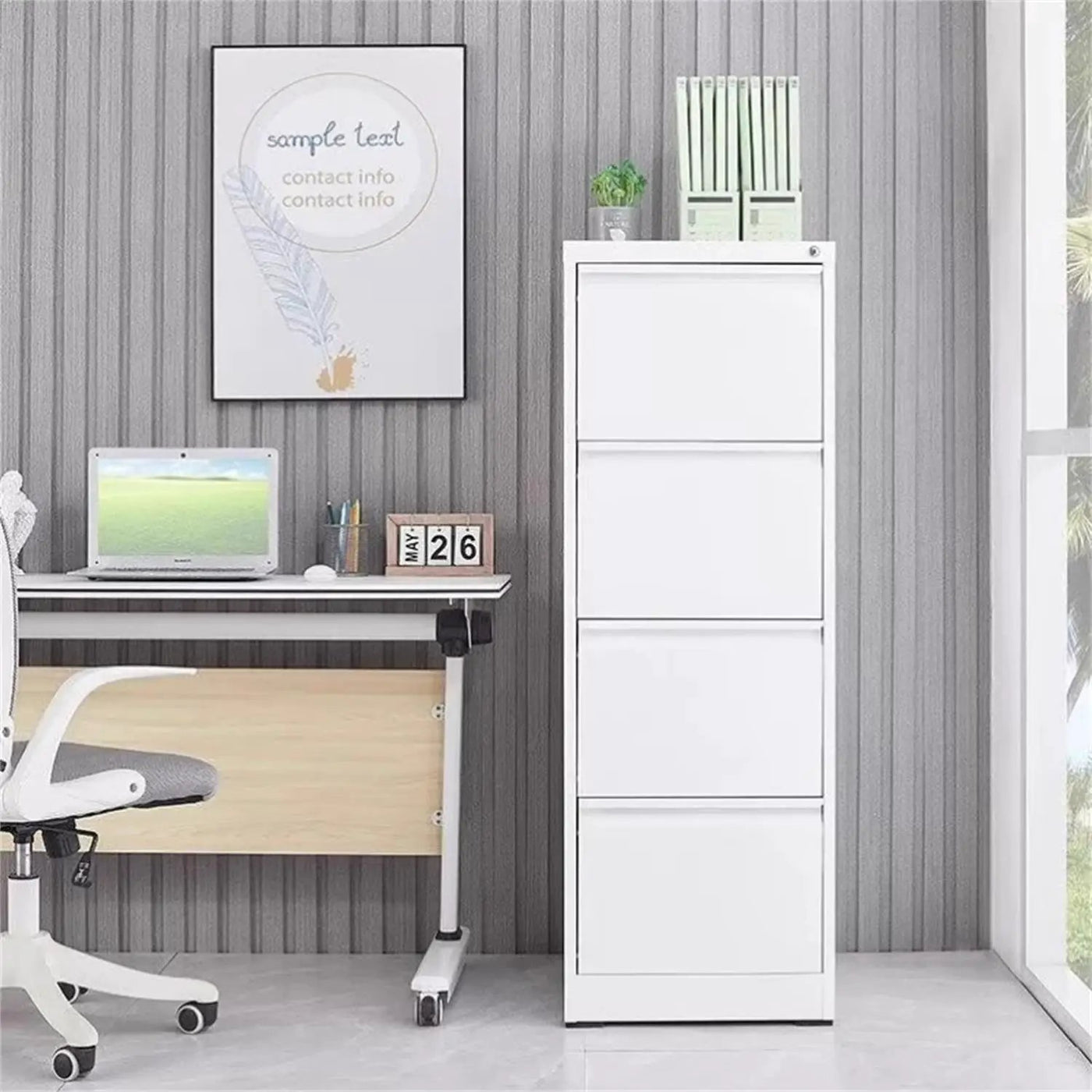 Durable Metal 3 Drawer File Cabinet With Lock For Office Storage by Unique Piece Furniture