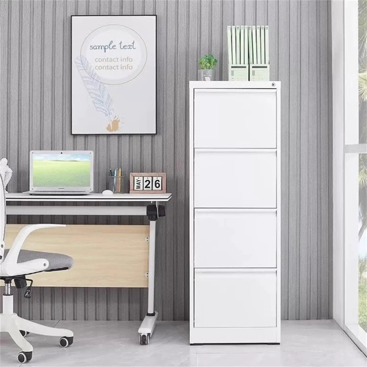 Durable Metal 3 Drawer File Cabinet With Lock For Office Storage by Unique Piece Furniture