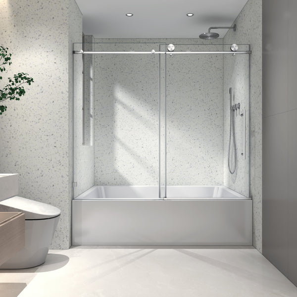 6063 Brushed Nickel Frameless Shower Door