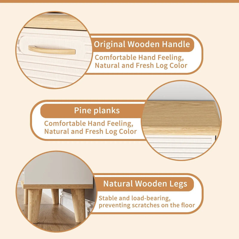 Narrow - Entryway Shoe Storage Cabinet With 2 Flip Drawers Legs - Natural / White by HouseOfZazla