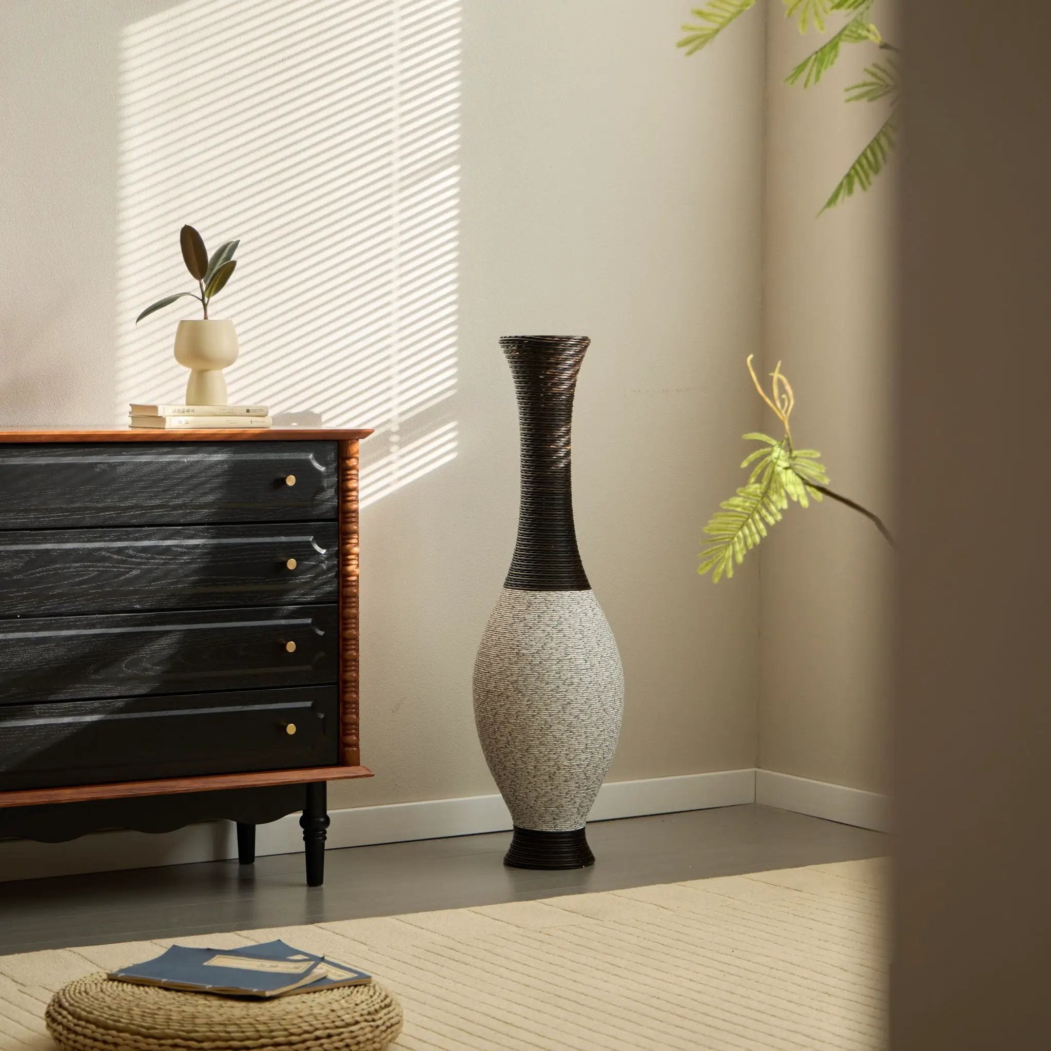Tall Designer Floor Vase With Elegant 2 Tone by Unique Piece Furniture