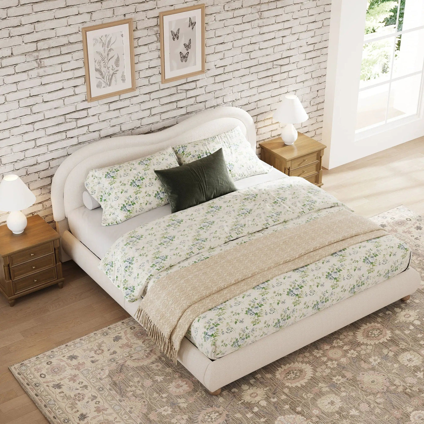 Upholstered Platform Bed Frame With Curved Headboard by HouseOfZazla