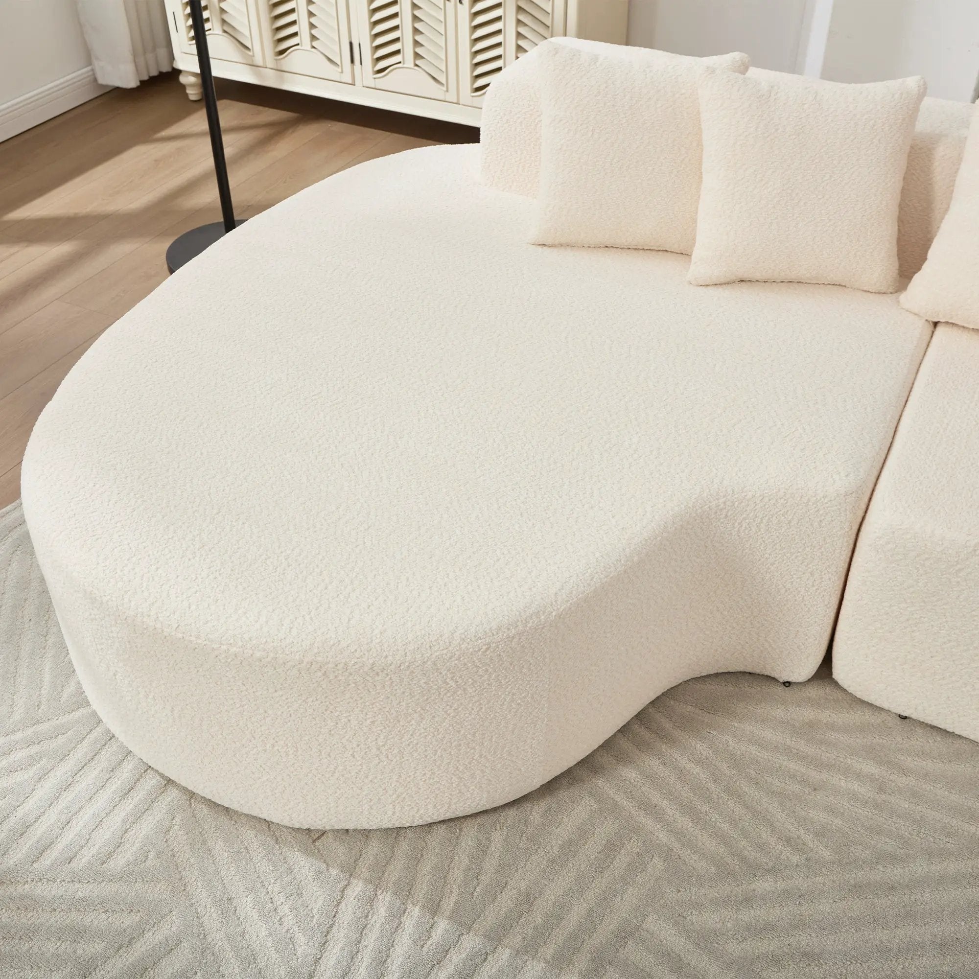 110.2'' Curved Sectional Sofa with 5 Pillows - Ivory by HouseOfZazla