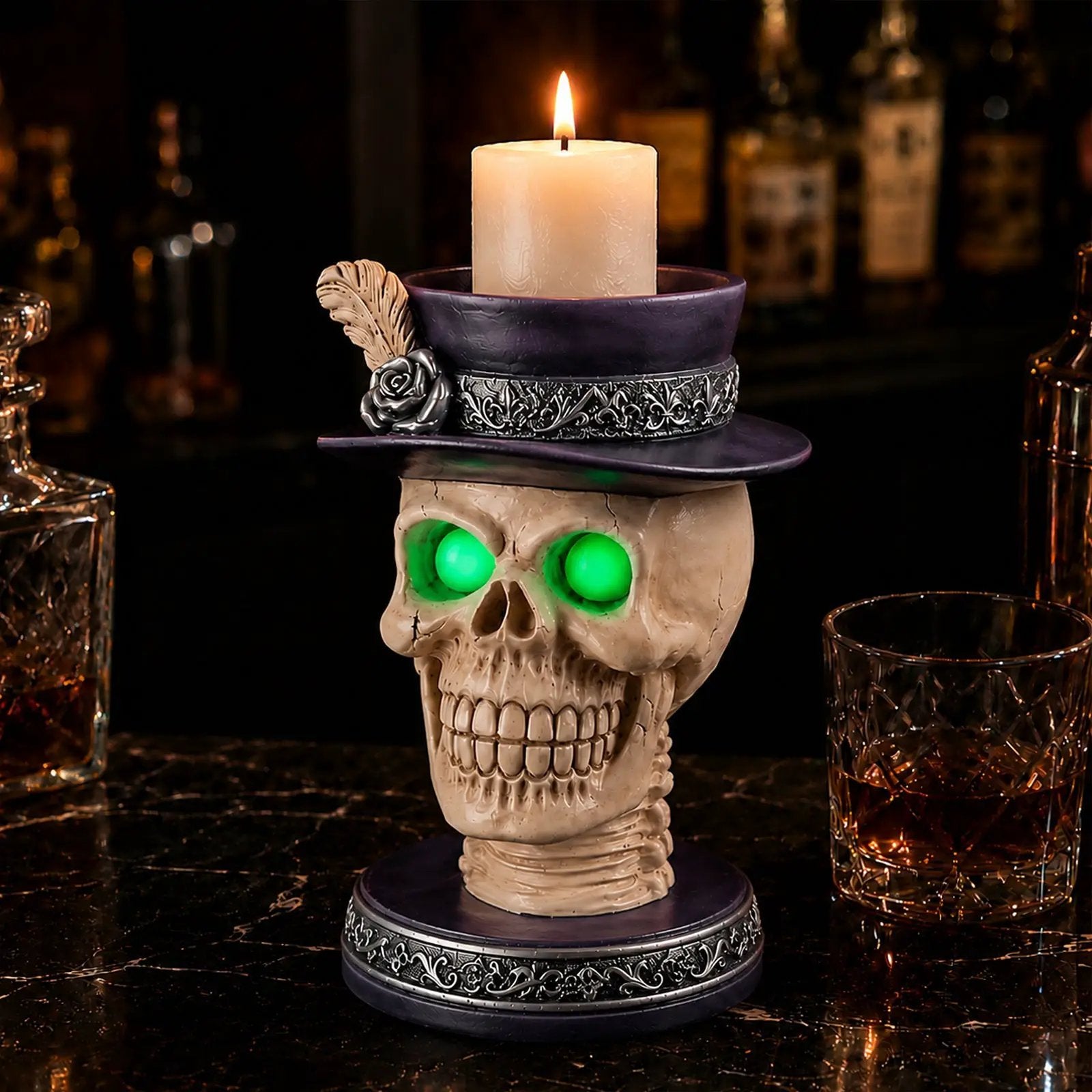 Halloween Skull Candle Holder with Glowing by HouseOfZazla