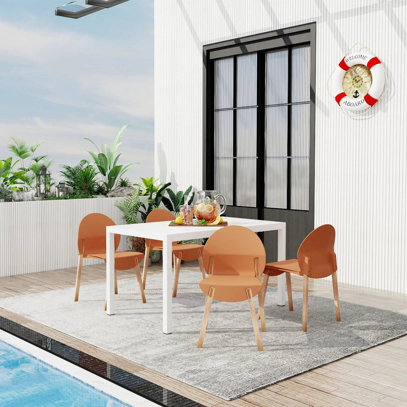 4 Piece Set Of Single Chairs With Long Table by HouseOfZazla