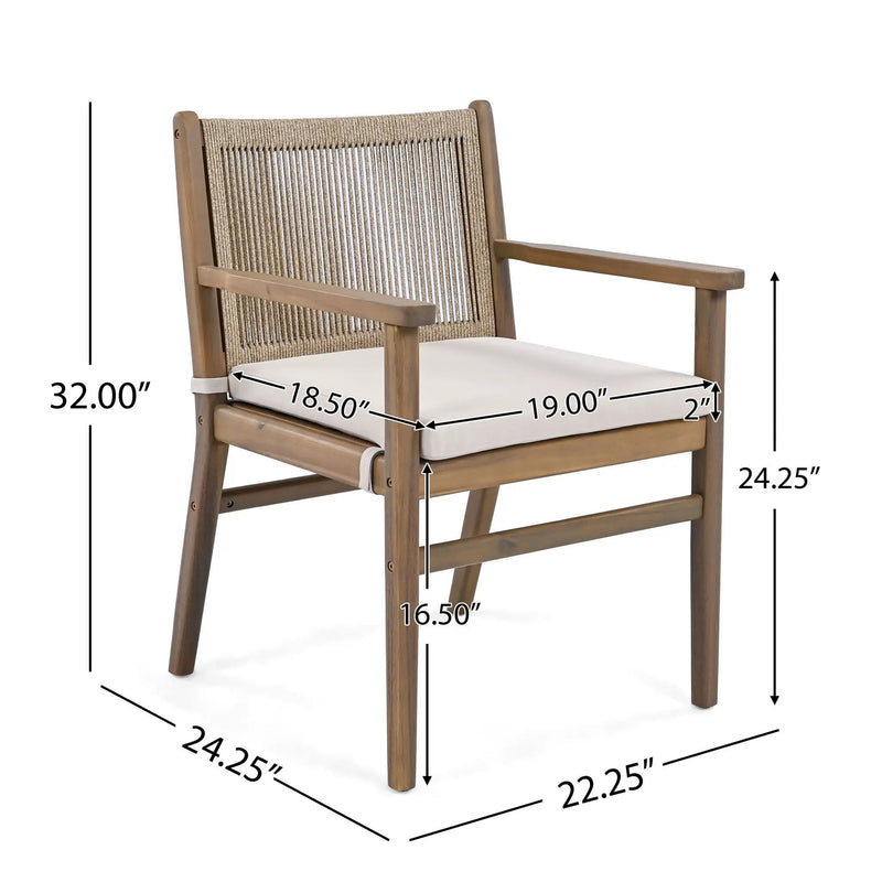 Outdoor Acacia Wood Patio Dining Armchair (Set of 2) by HouseOfZazla