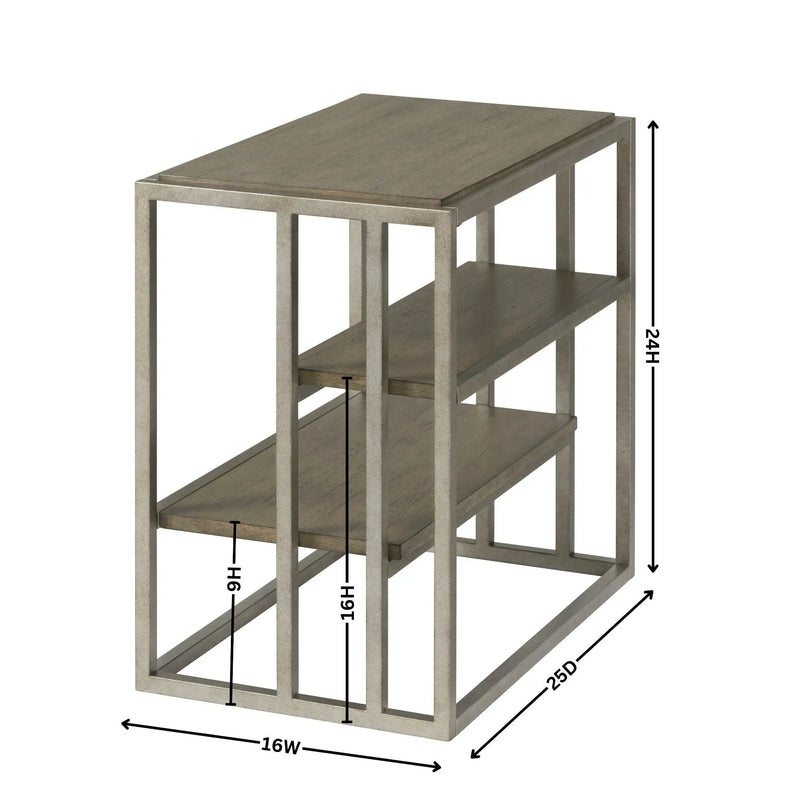 Padena Metal Frame Wood Living Room Chairside Table with Shelf by HouseOfZazla